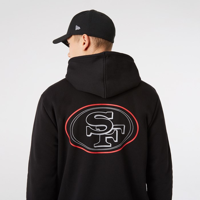 San Francisco 49ers Logo Outline Miesten Hupparit Mustat - New Era Vaatteet Verkossa FI-810932